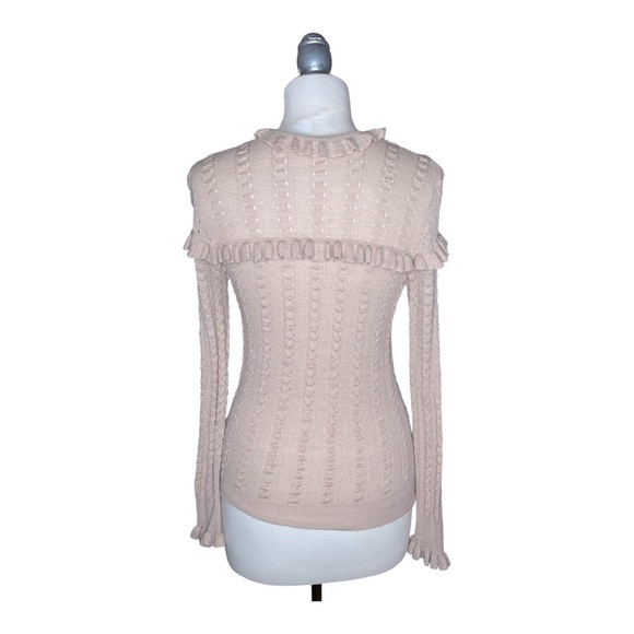 Slate & Willow Stretchy Pink Soft Blush Ruffle Texture Sweater S - Picture 4 of 9